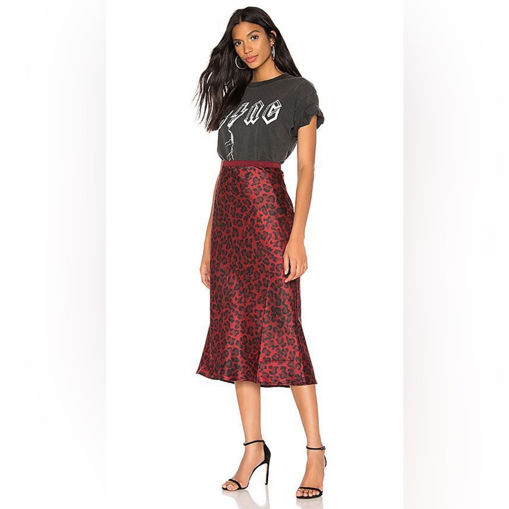 Anine Bing Bar Silk Skirt - Red Leopard - Picture 3 of 6